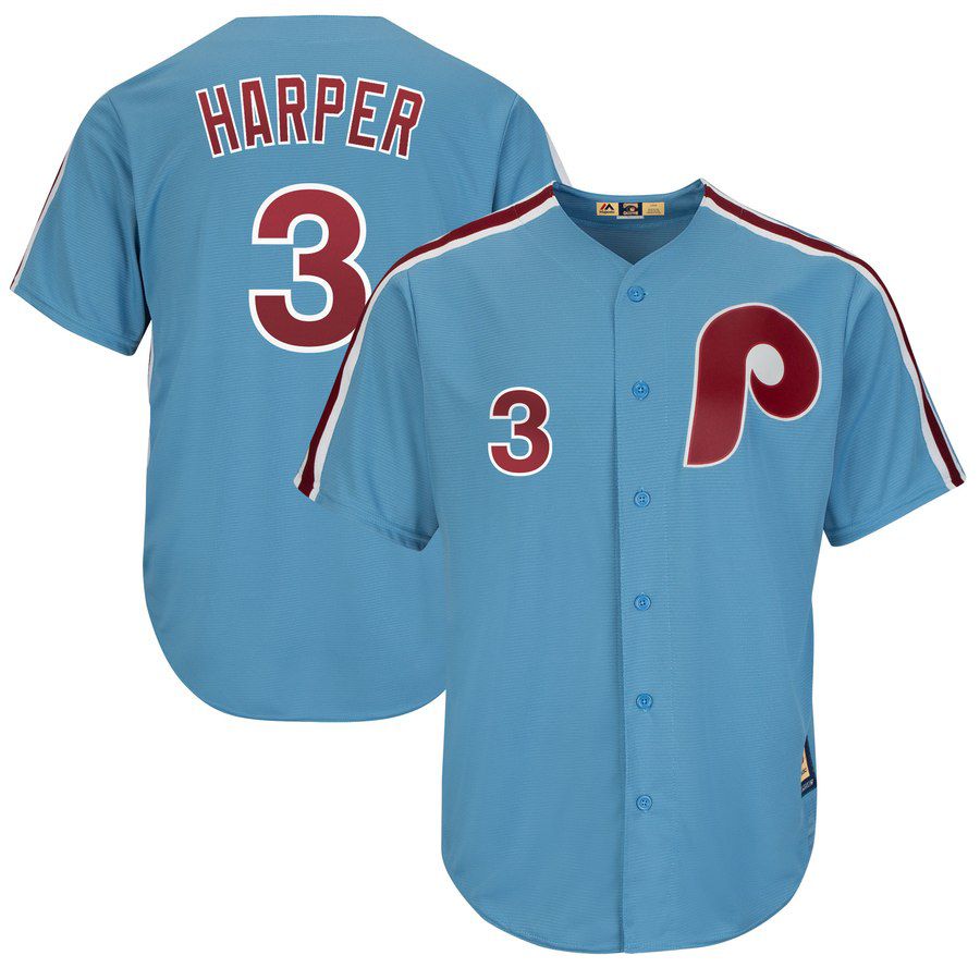 2019 MLB Men Philadelphia Phillies #3 Bryce Harper blue game Jerseys